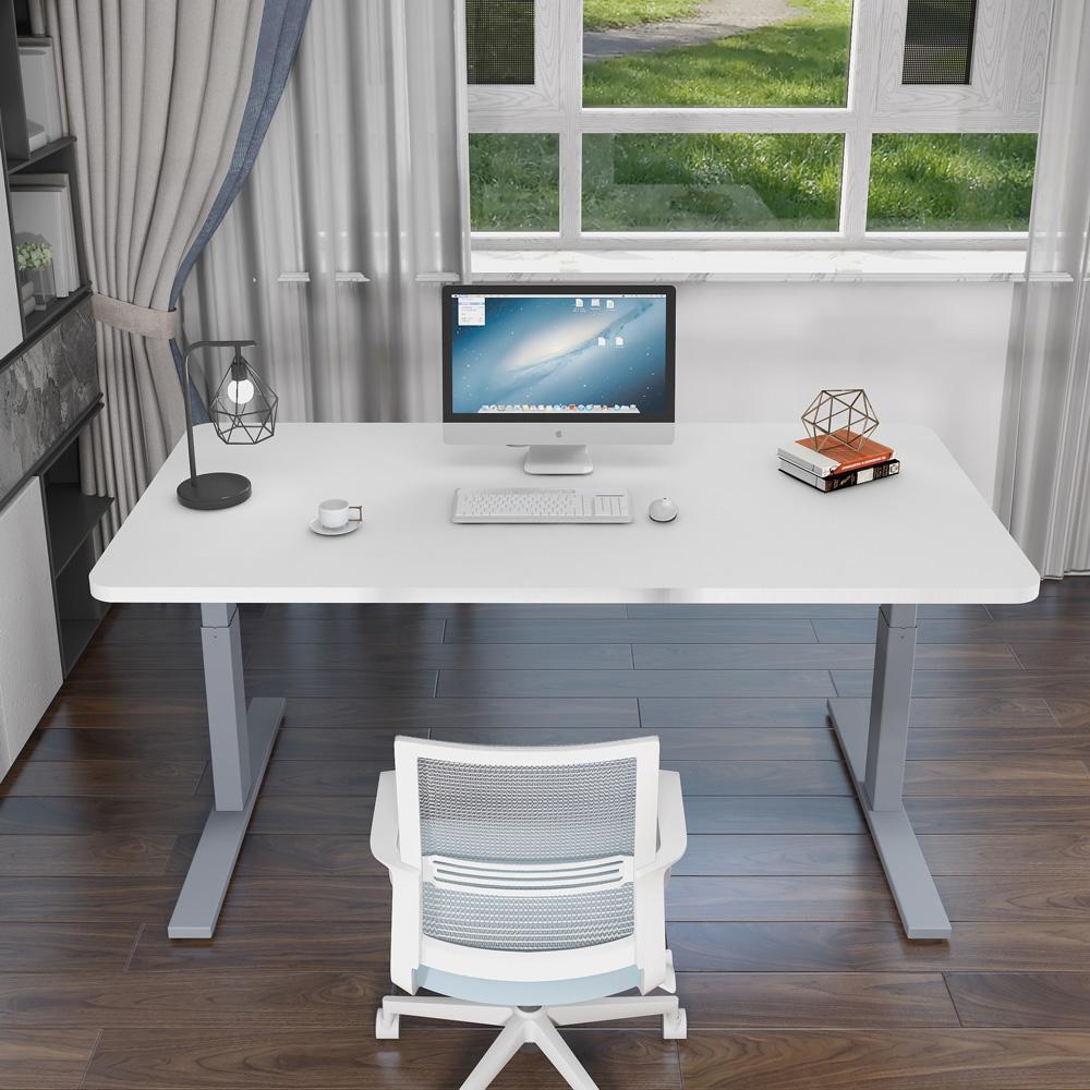 【Sale】Standing Desk Height Adjustable Sit Stand Motorised Grey Dual Motors Frame 120cm White Top
