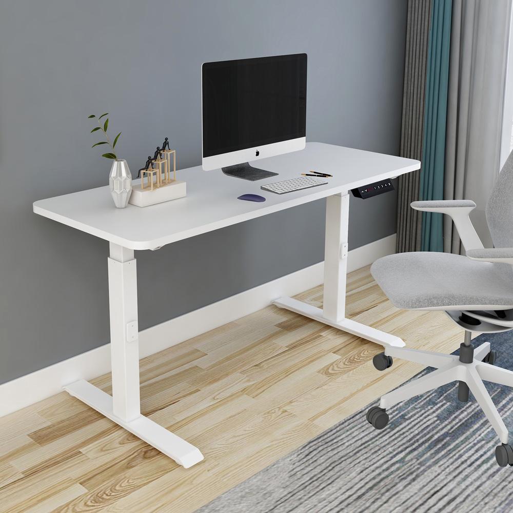 【Sale】140cm Standing Desk Height Adjustable Sit Stand Motorised White Dual Motors Frame White Top