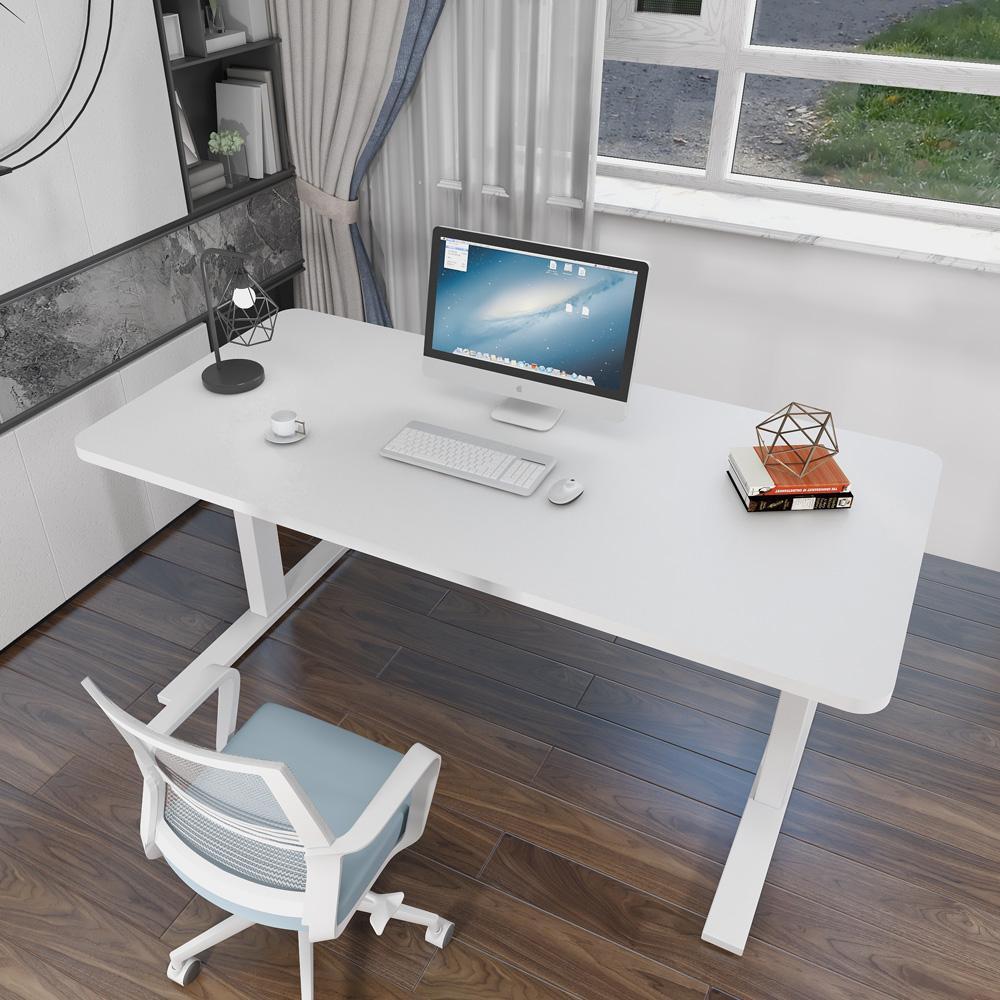 【Sale】160cm Standing Desk Height Adjustable Sit Stand Motorised White Dual Motors Frame White Top