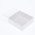 10 Pack of 10cm Square Invitation Coaster Favor Function product Presentation Cookie Biscuit Patisserie Gift Box - 4cm deep - White Card with Clear Slide On PVC Lid