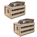 Twin Pack Vinyl LP Record Storage Crate Natural Wood
