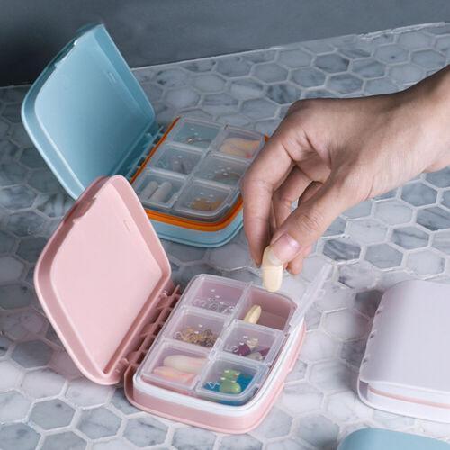 Pill Box Medicine Organizer Dispenser Box Case Travel Tablet Container Holder - Round Pink