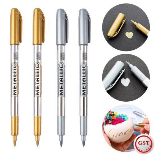 10PCS Paint Pen Metal Decor Craftwork Art Painting Metalic Fabric Marker 2 Color - 10PCS Gold
