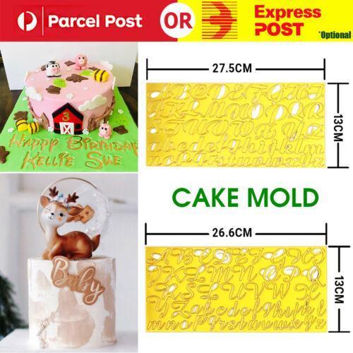 Acrylic Letter Alphabet Cake Mold Press Cookie Cutter DIY Stamp Fondant Mould AU - A+B