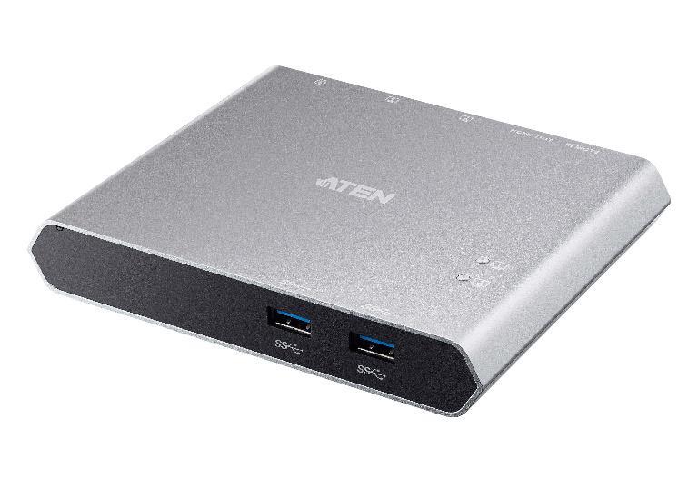ATEN 2-Port USB-C KVM Switch Dock with Power Pass-through