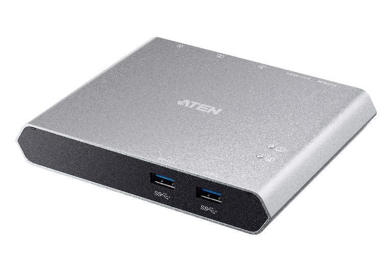 Aten Sharing Switch 2x2 USB-C 2x Devices 2x USB 3.2 Gen2 Ports Power Passthrough Remote Port Selector Plug and Play