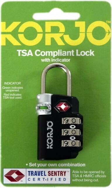 Korjo TSA & HMRC Compliant Combination Travel Lock w/ Indicator TSA 72