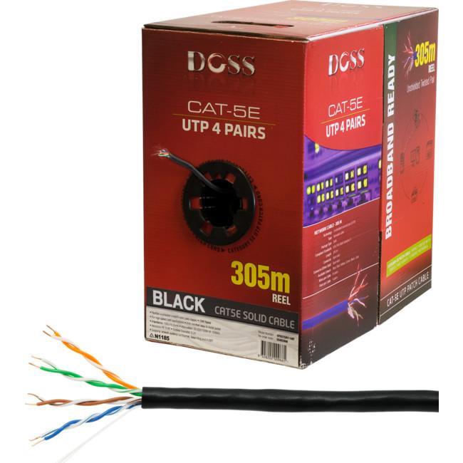 C5RBLK 305M Cat5e Solid Cable Black Sold As 305M Roll Only
