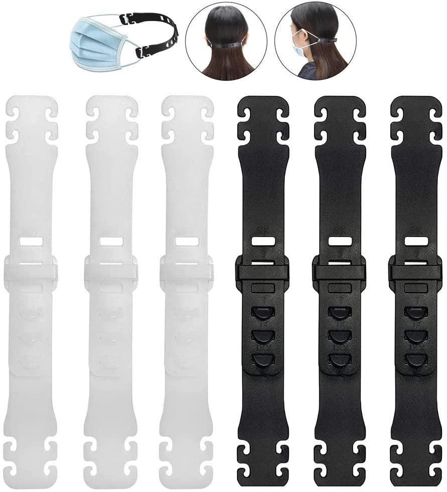 6Pcs Face Mask Extender Ear Hook, 6 Gears Adjustable Anti-Slip Strap Ear Savers for Face Masks