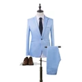 Vicanber Mens Business Gentleman Suit Two Piece Blazer Coat Pants Trousers Wedding Formal Party Outfits(Sky Blue,3XL)
