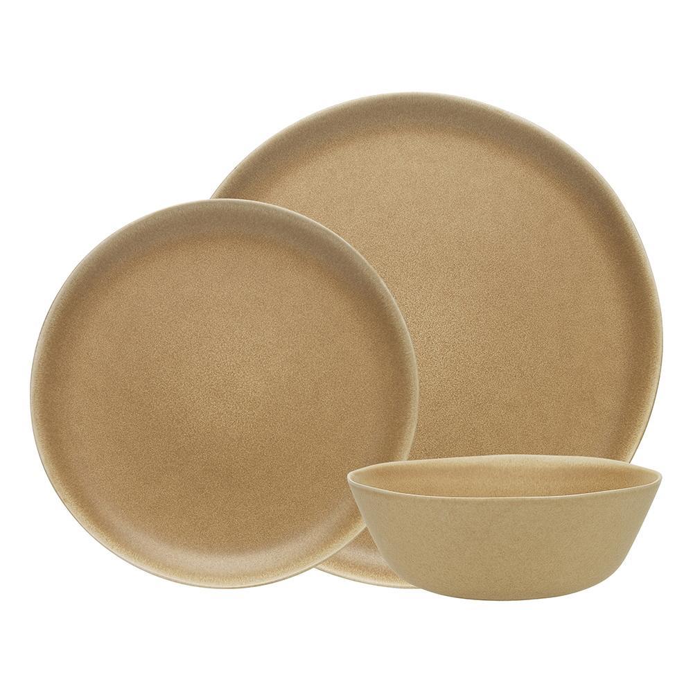 12pc Ecology Matla Stoneware Dinner Set Plate/Side Dish/Bowl Dinnerware Caramel