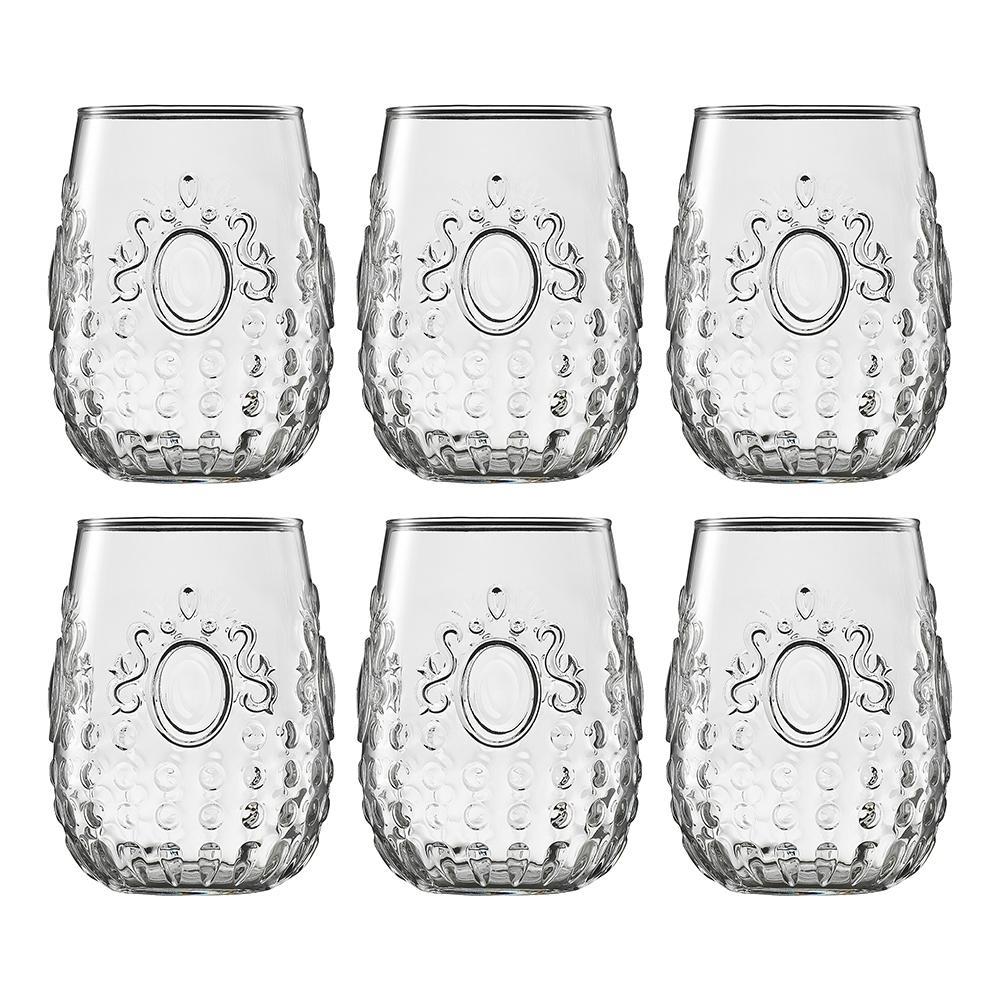 6pc Ecology Marie 490ml Clear Stemless Red Wine/Drinks Glasses Barware Set