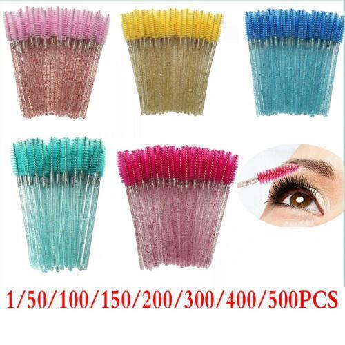 1-500PCS Disposable Glitter Mascara Wands Lash Brush Eyelash Extensions Makeup - Blue, 150PCS
