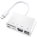 Lighting HDMI Adapter, 5-in-1 HDMI 1080P Digital AV USB Power Port and SD / TF Card Reader Connection USB Camera with HDMI Sync Screen, Compatible for Phone / Pad / TV (White)