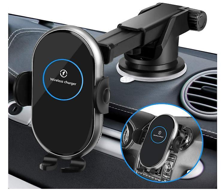 Induction Car Charger, Car Phone Holder Fast Wireless Charger Automatic Clamping Air Outlet Clip Holder for iPhone Samsung Huawei LG All Qi Devices(Black)