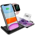 4 in 1 Wireless Charger, Wireless Charging Station,15W Fast Charging Stand Compatible with Apple Watch, AirPods Pro, iPhone 12/12 Pro/12 Pro Max/12 Mini/11 Pro Max/XR/XS Max,（black）