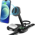 3 in 1 Magnetic Wireless Charger, Fast QI Wireless Charging Station Stand Dock Compatible with iPhone 12/11/X/XS Max, Huawei, Samsung, Apple Watch Series 6/SE/5/4/3/2, AirPods Pro/2,（black）
