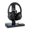 Headphone Stand, Detachable Gaming Headset Stand with Wireless Charger, 4-in-1 Wireless Fast Charging Dock for iPhone Samsung Apple Watch Airpods,（black）