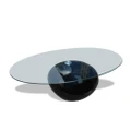Coffee Table with Oval Glass Top High Gloss Black vidaXL