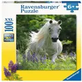 Ravensburger - White Mare Horse In Field Of Flowers Jigsaw Puzzle 100 Pieces