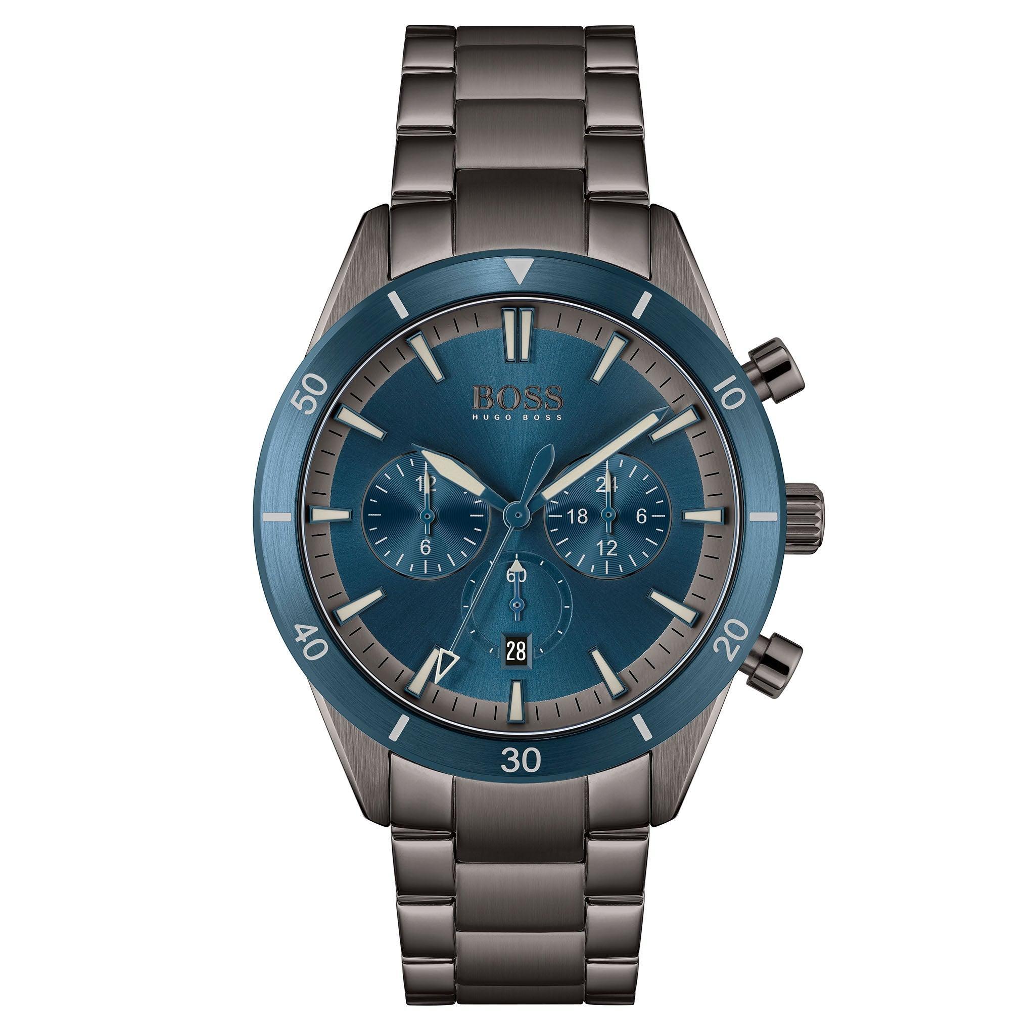 Hugo Boss Grey Steel Blue Dial Men's Chronograph Watch - 1513863