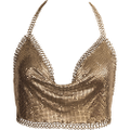 Muse Glomesh Halter Neck Clubwear Top - PT001GLD - Gold - Women's - Sensational Pleasure
