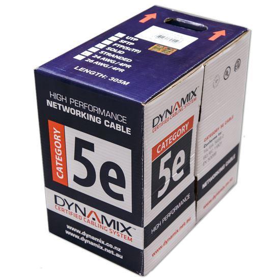 DYNAMIX 305m Cat5e White UTP SOLID Cable Roll 100MHz, 24AWGx4P, PVC Jacket