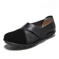 Woman's Flats Shoes Woman Soft Genuine Leather Big Size Casual Boat Shoes for Women Black-44