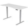 【Sale】Sit To Stand Up Standing Desk, 150x70cm, 62-128cm Electric Height Adjustable, Dual Motor, 120kg Load, Arched, White/Silver Frame