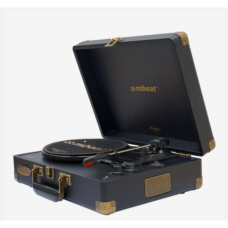 mbeat MB-TR96BLK Woodstock 2 Black Retro Turntable Player with BT Receiver & Transmitter