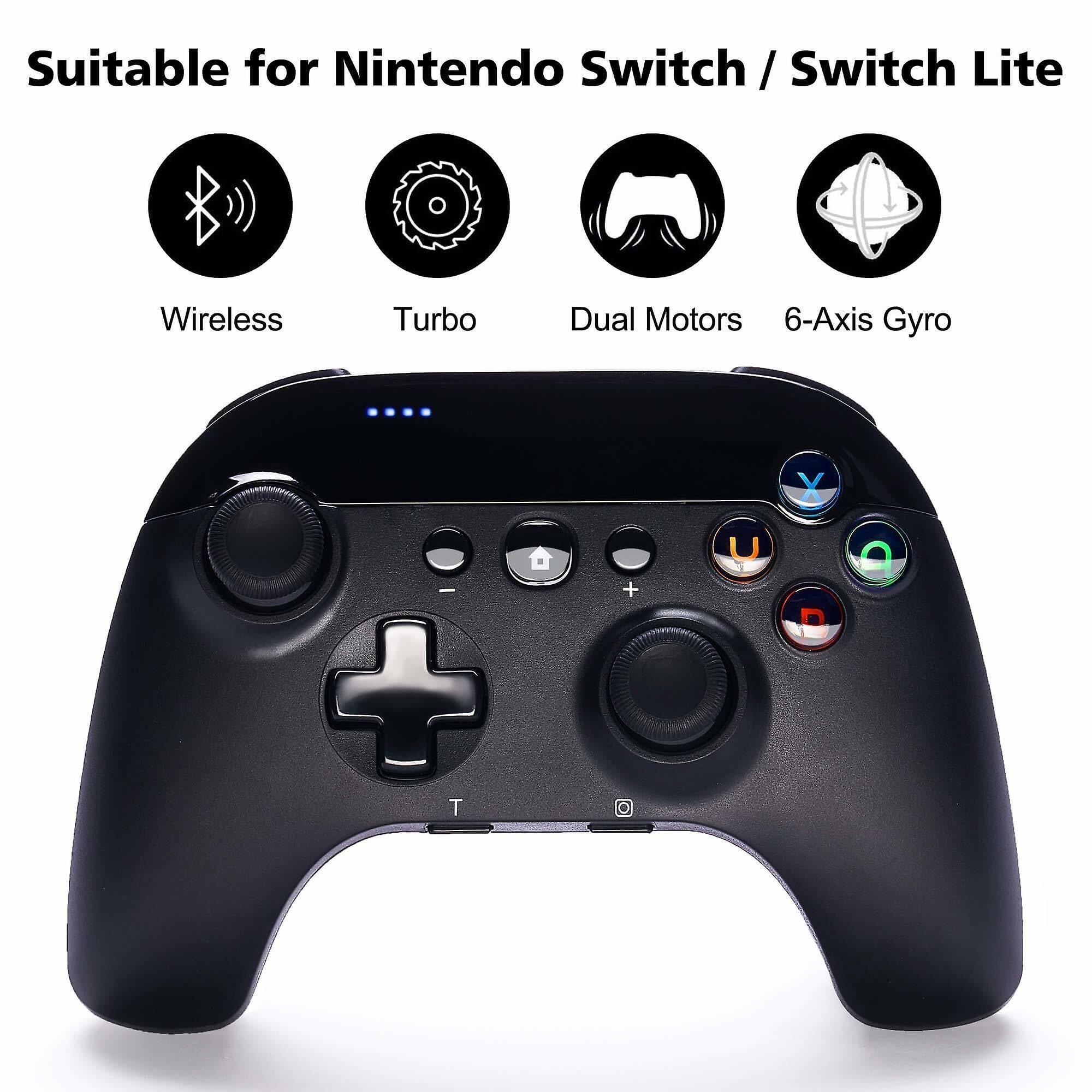 Wireless Controller for Nintendo Switch, Bluetooth Wireless Pro Controller for Switch Lite, Remote Controller Joypad Gamepad with Adjustable Turbo, Dual Motors and 6-Axis Gyroscope(black)