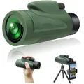 Monocular Telescope 12X50 High Power HD Monocular- BAK4 Prism FMC Lens Clear and Bright With Smartphone Holder Tripod With For Hiking, Hunting, Sightseeing, Bird Watching, Concert,Match,（green）