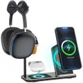 4 in 1 Wireless Charger Stand for Watch/AirPods/iPhone,Fast Charging Station Compatible with AirPods and iPhone 11 11 Pro X Xs XR Max,（black）
