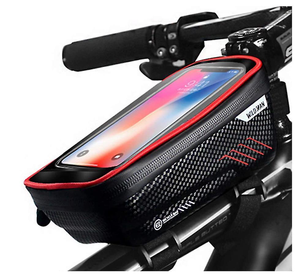 Bicycle Bag ,Top Tube Bike Cell Phone Holder Bicycle Frame Bags Sensitive touch Screen up to 6.5 inches, Large Storage Space for Mountain Bike(Red)