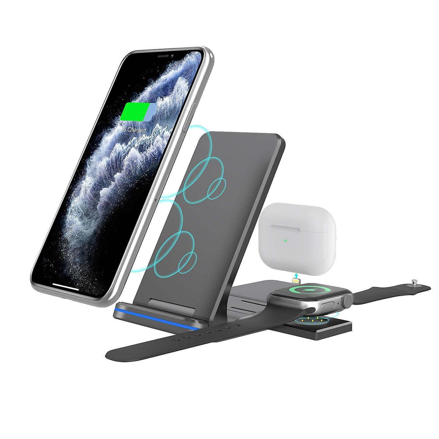 3 in 1 Wireless Charger,Wireless Charging Pad Compatible With iPhone XS/XS Max/XR/X / 8/8 Plus, Fast Charging For Samsung Galaxy S9 /S8 /S7 /S7 Edge/Note 8,（black）
