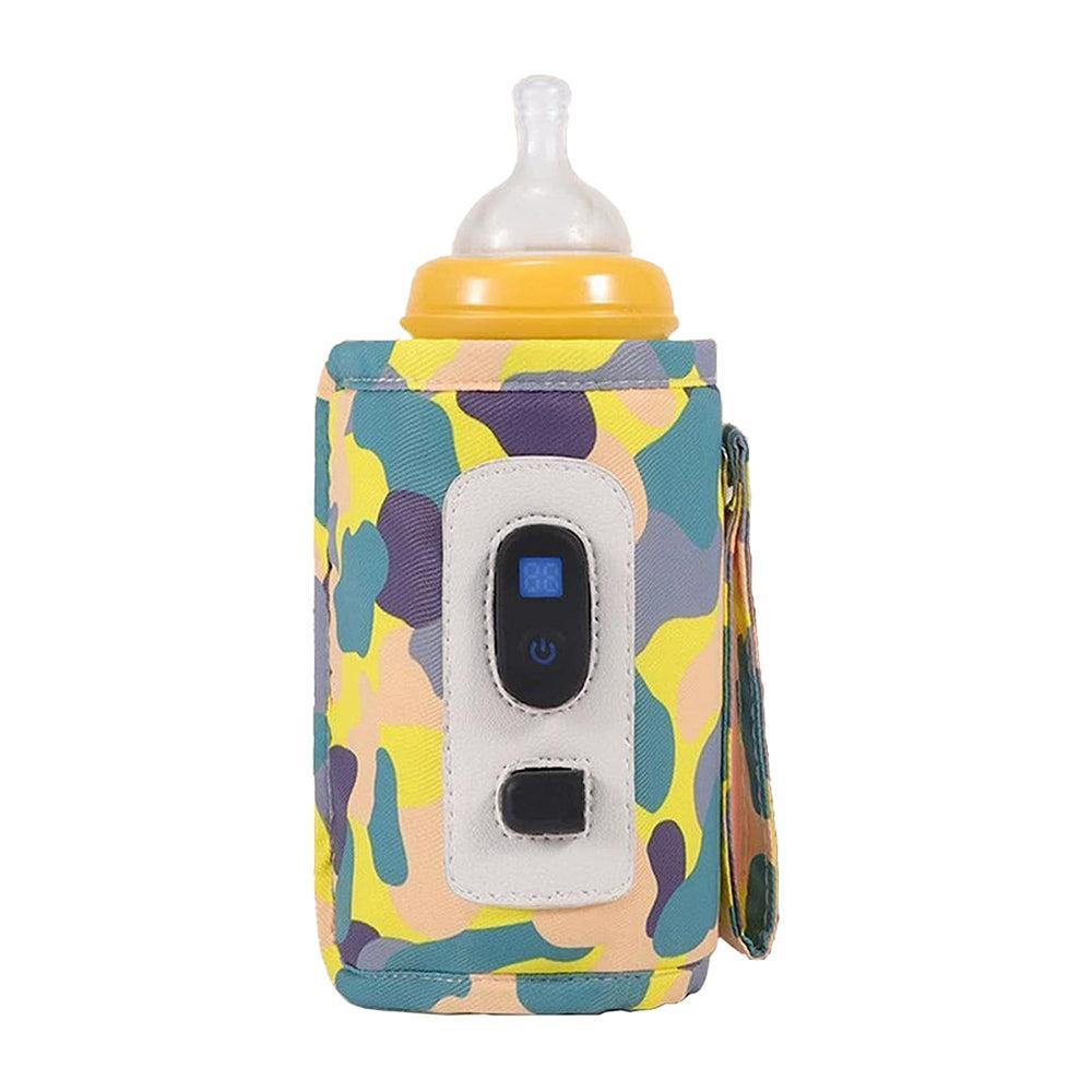 USB Digital Display Baby Milk Bottle Warmer Thermostat Portable Travel Milk Feeding Heater Bag Pouch Camo Yellow