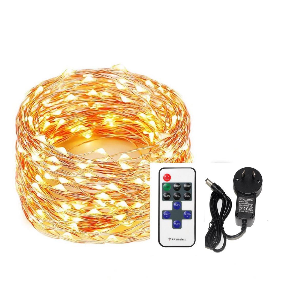 30m Plug-in Seed String Fairy Lights with Remote Control - Warm White