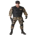 Seal Team Deluxe Military Army Soldier Police Uniform Mens Costume Plus XXL