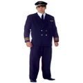 Airline Captain Pilot Flight Aviator Navy Uniform Deluxe Men Costume XXL Plus