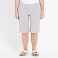 W LANE - Womens Silver Shorts - Cotton - Knee Length Low Waist - Fitted Chino - Comfort Classic Outfit - Casual Fashion - Everyday Wear - All Season