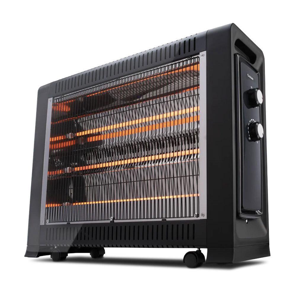 Goldair 63cm 2400W Radiant Heater w/Fan/Adjustable Thermostat Home Heating Black