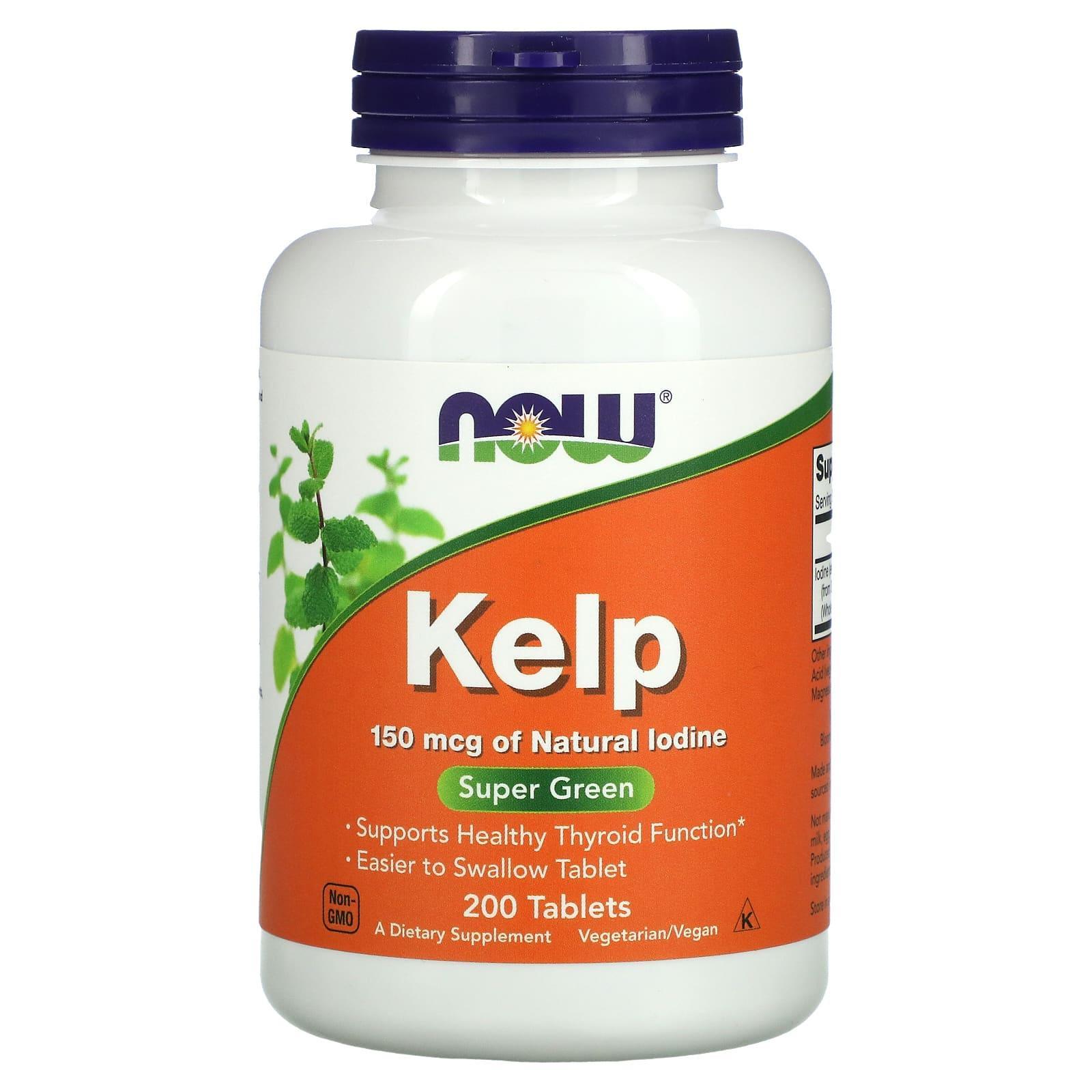 Now Foods Kelp Thyroid Support 150mcg Natural Iodine 200 Tablets - Fast Shipping
