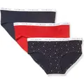 Tommy Hilfiger Women's Cotton Hipster Underwear 3 Pack - Tommy Sky, Apple Red, Navy Blazer