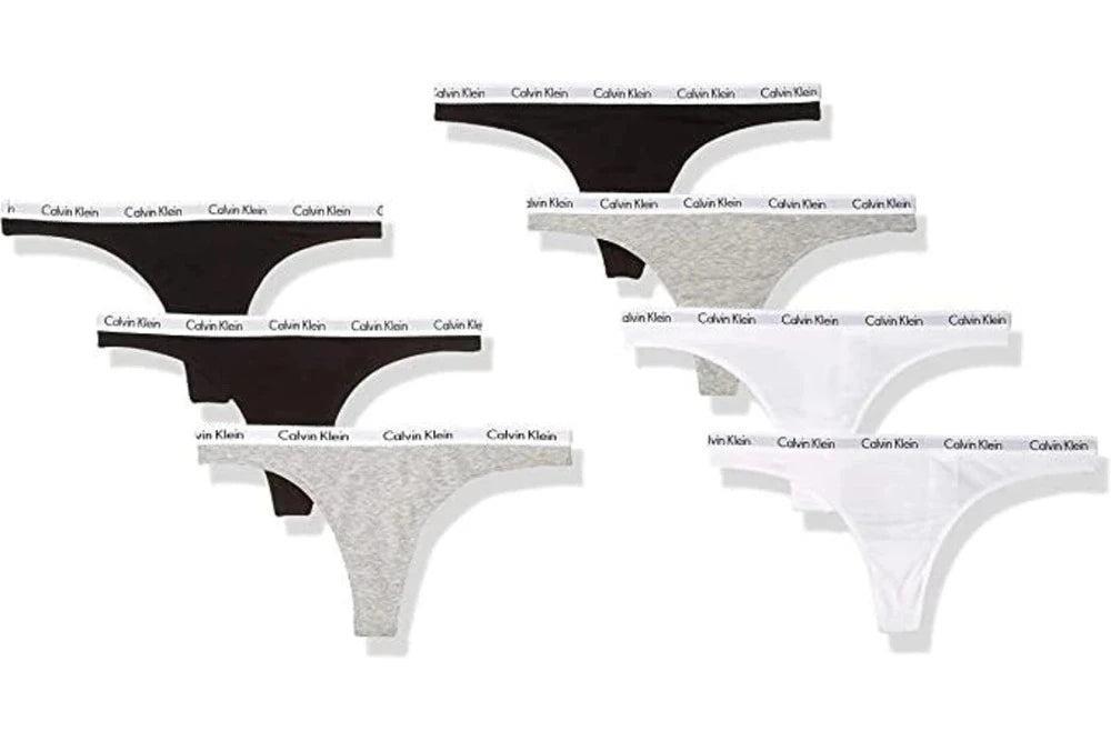 Calvin Klein Women's Signature Cotton 7 Pack Thong Underwear - Black/White/Grey