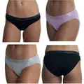 Puma Womens 4 Pack Cotton Stretch Bikini - Lavender Heather/Black/Grey Heather/Black