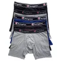 Champion Men's Elite X-Temp Double Dry Technology Boxer Briefs Underwear 5 Pack - Black/Grey/Blue