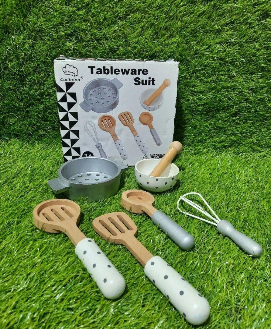 Wooden toys tableware suit