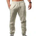 Vicanber Mens Daily Solid Drawstring Sweat Long Pants Leggings Fall Winter Wearing(Khaki,M)