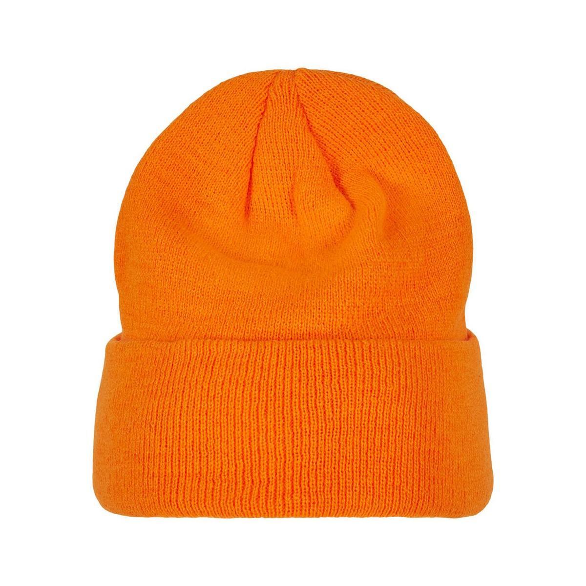 Build Your Brand Adults Unisex Heavy knit Beanie (Orange) (One Size)