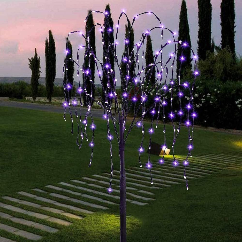LED Solar Willow Tree Lights Outdoor Garden Decorative Light Purple
